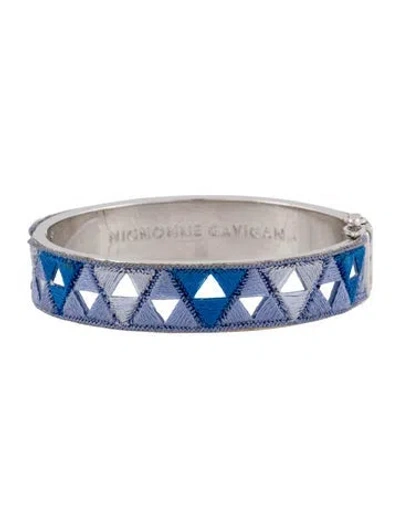 Pre-owned Mignonne Gavigan Fabric Bangle Bracelet, 7" In Blue
