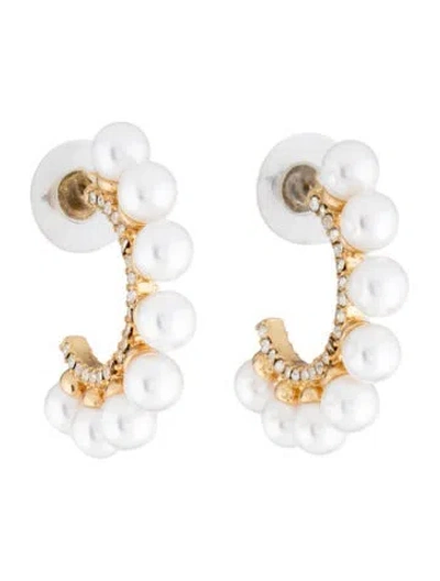 Pre-owned Mignonne Gavigan Faux Pearl & Crystal Hoop Earrings In Multicolor