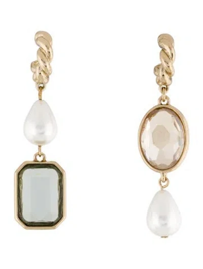 Pre-owned Mignonne Gavigan Faux Pearl & Crystal Leonie Dangle Drop Earrings In Multi
