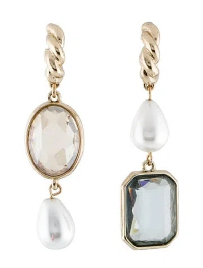 Pre-owned Mignonne Gavigan Faux Pearl & Crystal Leonie Dangle Drop Earrings In Multi