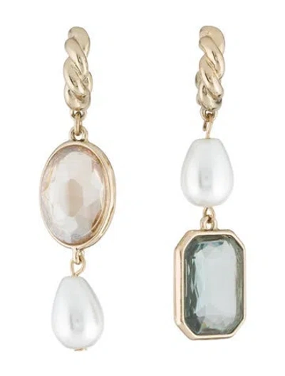 Pre-owned Mignonne Gavigan Faux Pearl & Crystal Leonie Dangle Drop Earrings In Multi