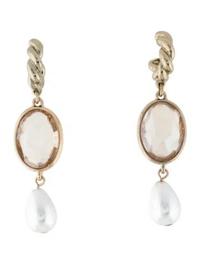 Pre-owned Mignonne Gavigan Faux Pearl & Crystal Leonie Dangle Drop Earrings In Multi