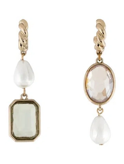 Pre-owned Mignonne Gavigan Faux Pearl & Crystal 'leonie' Drop Earrings In Multicolor
