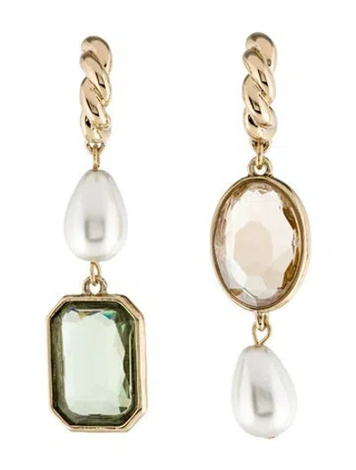 Pre-owned Mignonne Gavigan Faux Pearl & Crystal Leonie Mismatch Drop Earrings In Multi