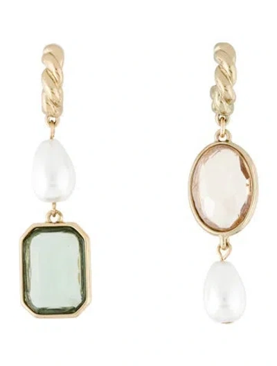 Pre-owned Mignonne Gavigan Faux Pearl & Glass Leonie Mismatched Drop Earrings In Multi