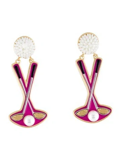 Pre-owned Mignonne Gavigan Faux Pearl, Bead & Enamel Drop Earrings In Multi