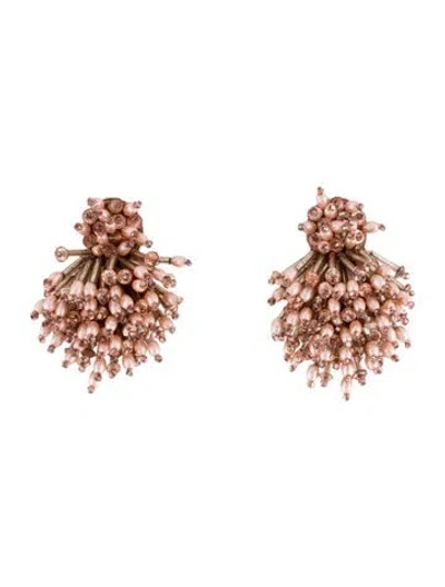Pre-owned Mignonne Gavigan Faux Pearl, Leather & Bead Drop Earrings In Pink