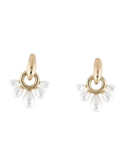 Pre-owned Mignonne Gavigan Faux Pearl 'margot' Drop Earrings In White