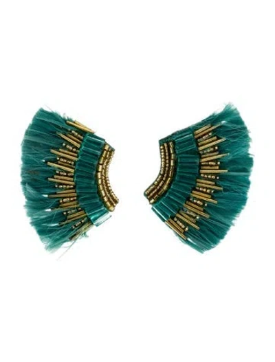 Pre-owned Mignonne Gavigan Feather, Bead & Leather Drop Earrings In Multi