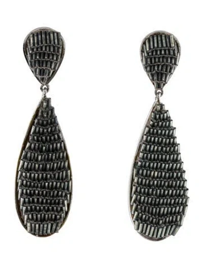 Pre-owned Mignonne Gavigan Glass Paillete Teardrop Drop Earrings In Gray