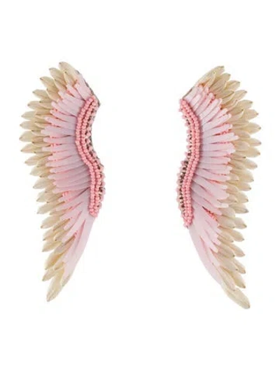 Pre-owned Mignonne Gavigan Leather & Raffia Beaded Madeline Drop Earrings In Multi