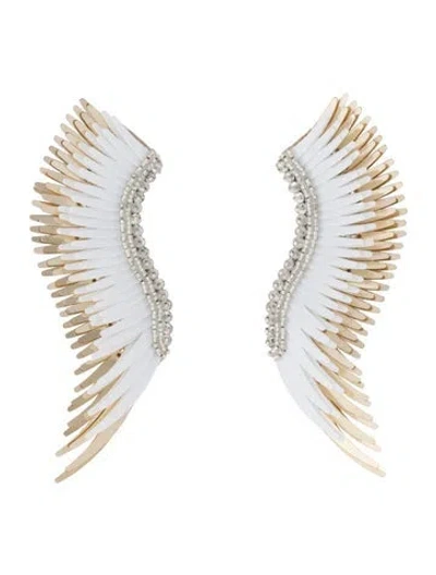 Pre-owned Mignonne Gavigan Leather, Bead, Crystal & Sequins Madeline Drop Earrings In Gold/silver/white