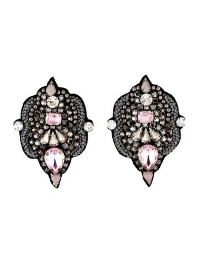Pre-owned Mignonne Gavigan Leather, Crystal & Bead Lindsay Mini Drop Earrings In Multicolor