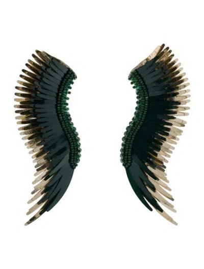 Pre-owned Mignonne Gavigan Leather, Sequins & Bead Madeline Wing Drop Earrings In Multi