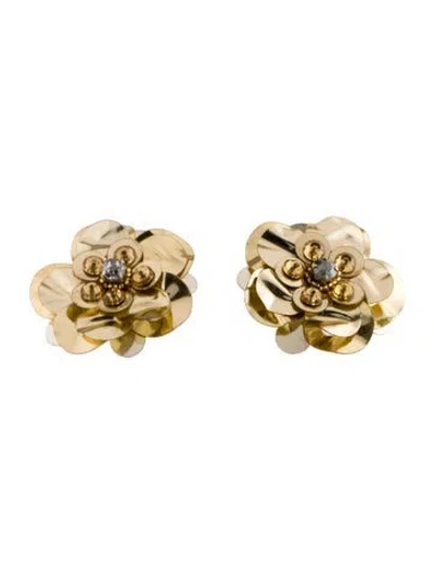 Pre-owned Mignonne Gavigan Leather, Sequins, Bead, & Crystal Milena Stud Earrings In Gold