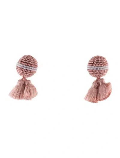 Pre-owned Mignonne Gavigan Leather, Thread & Bead Tassel Earrings In Multi