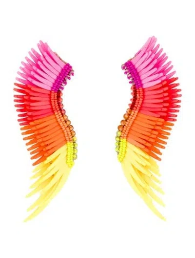 Pre-owned Mignonne Gavigan Leather,bead & Sequins Madeline Earrings Yellow