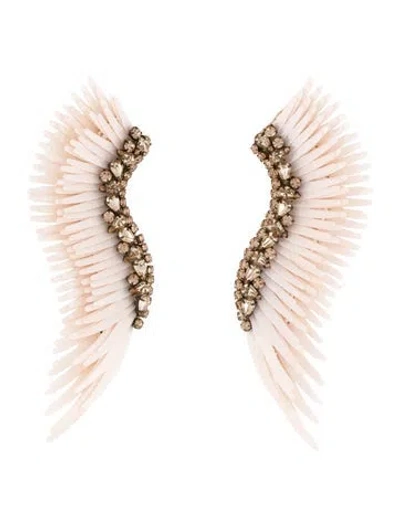 Pre-owned Mignonne Gavigan Leather,sequin & Crystal Mega Madeline Drop Earrings In Multi