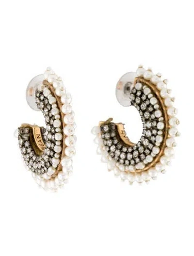 Pre-owned Mignonne Gavigan Mini Fiona Pearly Hoop Earrings In White