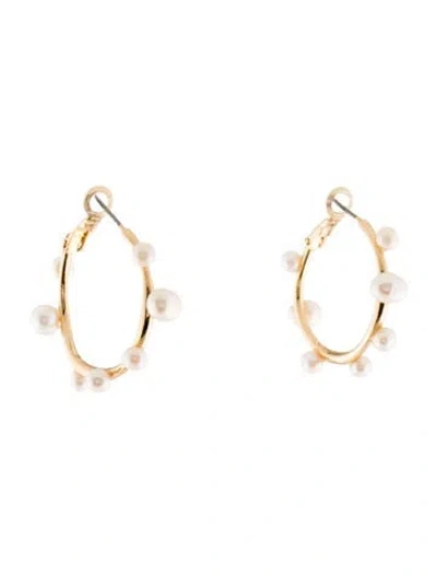 Pre-owned Mignonne Gavigan Mini Isla Pearl Hoop Earrings In Transparent
