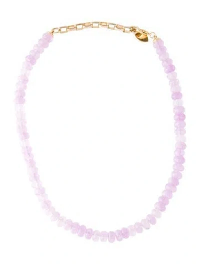Pre-owned Mignonne Gavigan Mother Of Pearl & Beaded Collar Necklace, 16.5" In Purple