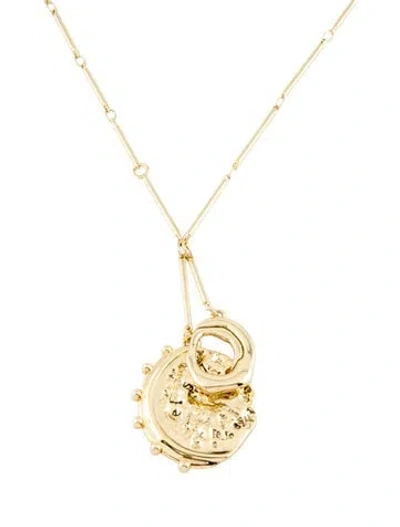 Pre-owned Mignonne Gavigan Mother Of Pearl Double Pendant Chain Necklace, 18.25" In Multi