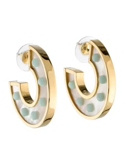 Pre-owned Mignonne Gavigan Mother Of Pearl Mini Fiona Hoop Earrings In Blue