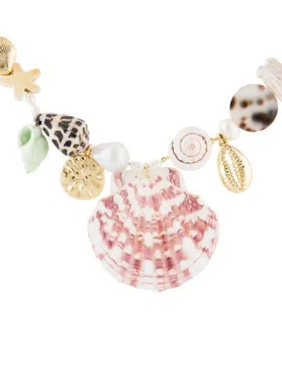 Pre-owned Mignonne Gavigan Mother Of Pearl, Pearl, Shell & Ceramic Pendant Necklace, 18" In Multi