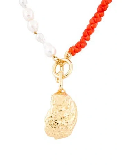Pre-owned Mignonne Gavigan Pearl & Bead Pendant Necklace, 17" In Multi
