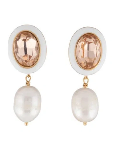 Pre-owned Mignonne Gavigan Pearl And Crystal Francesca Drop Earrings W/ Tags In Multicolor