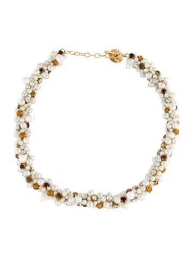 Pre-owned Mignonne Gavigan Pearl & Crystal Isadora Collar Necklace, 19" In Multi