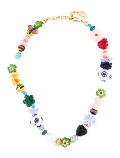 Pre-owned Mignonne Gavigan Pearl, Stone & Glass Bead Emily Necklace, 18" In Multi