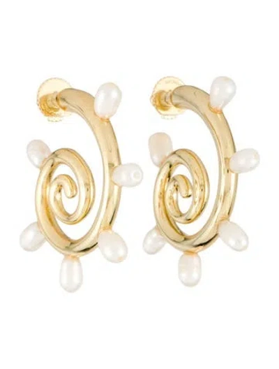 Pre-owned Mignonne Gavigan Pearl Swirl Hoop Earrings In Multi