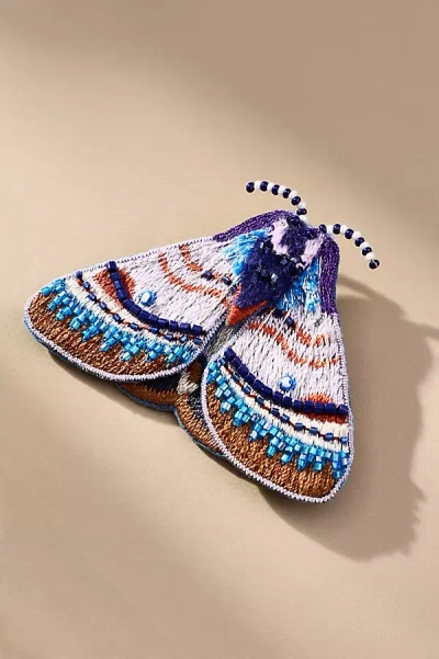 Mignonne Gavigan Purple Moth Brooch In Multi