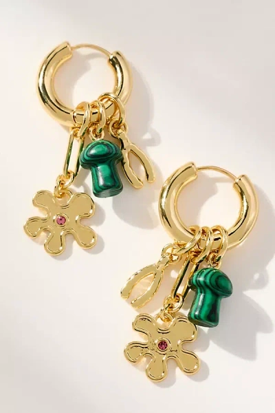 Mignonne Gavigan Riley Charm Cluster Hoop Earrings In Gold