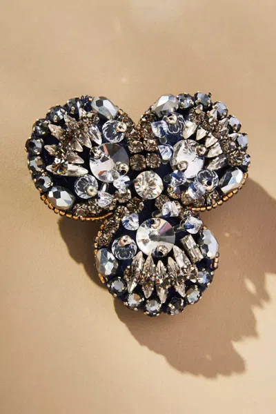 Mignonne Gavigan Rosalie Brooch In Navy/ Clear Stones In Multi