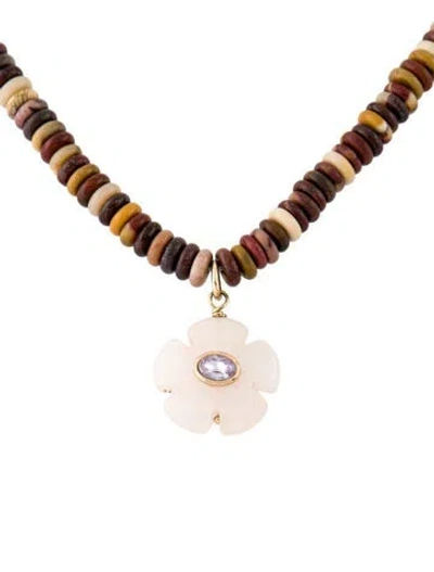 Pre-owned Mignonne Gavigan Semi-precious Stone,crystal,beaded Strand Pendant Necklace, 20", 20" In Multi