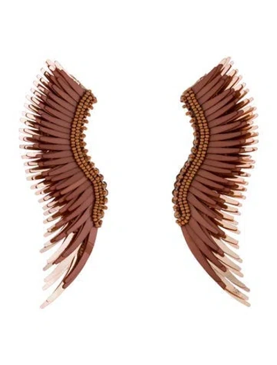 Pre-owned Mignonne Gavigan Sequin & Bead Madeline Statement Drop Earrings In Brown