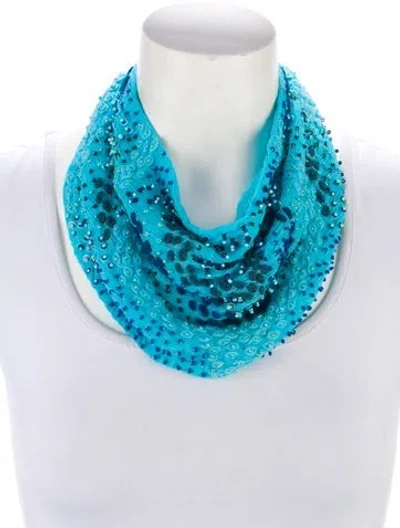 Pre-owned Mignonne Gavigan Sequin, Bead & Fabric Scarf Collar Necklace, 22" In Multi