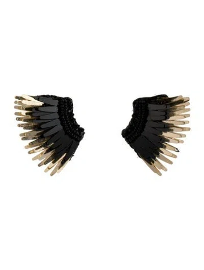 Pre-owned Mignonne Gavigan Sequins, Bead & Leather Mini Madeline Drop Earrings In Black/gold
