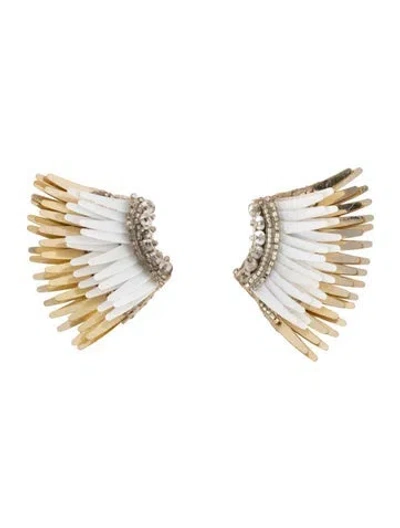 Pre-owned Mignonne Gavigan Sequins, Leather & Crystal Mini Madeline Statement Stud Earrrings In Multicolor