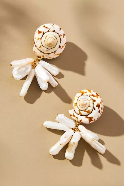 Mignonne Gavigan Shell Pearl Drop Earrings In White