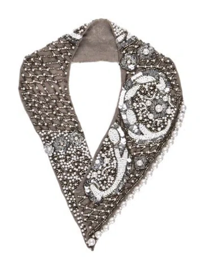 Pre-owned Mignonne Gavigan Silk Floral Print Scarf In Neutrals