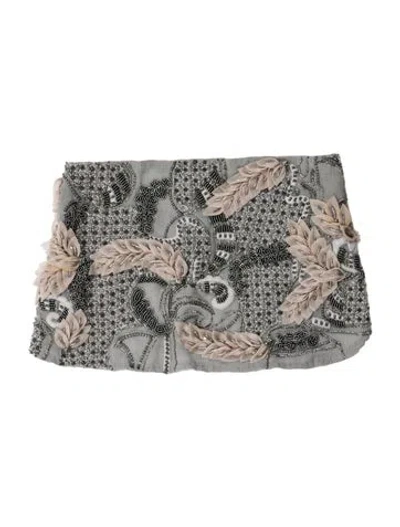 Pre-owned Mignonne Gavigan Silk Patterned Scarf In Green