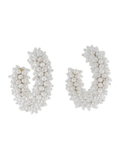 Pre-owned Mignonne Gavigan Taylor Mini Hoop Earrings In White