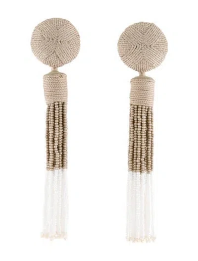 Pre-owned Mignonne Gavigan Thread & Bead Drop Earrings In White