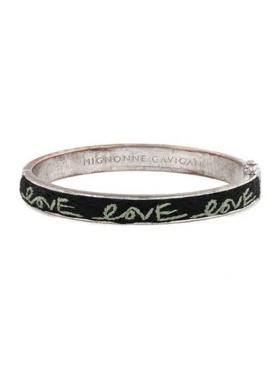 Pre-owned Mignonne Gavigan Thread Embroidered 'love' Bangle, 7" In Multicolor