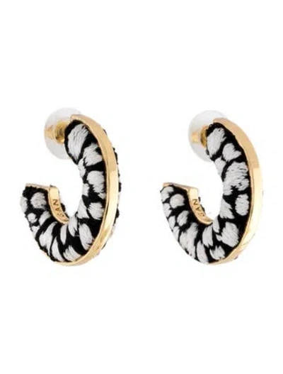 Pre-owned Mignonne Gavigan Thread Hoop Earrings In Black/white