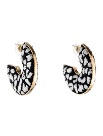Pre-owned Mignonne Gavigan Thread Leopard Mega Hoop Earrings In Multi
