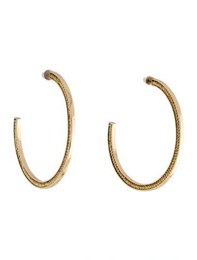 Pre-owned Mignonne Gavigan Thread Mini Skinny Fiona Hoop Earrings In Gold